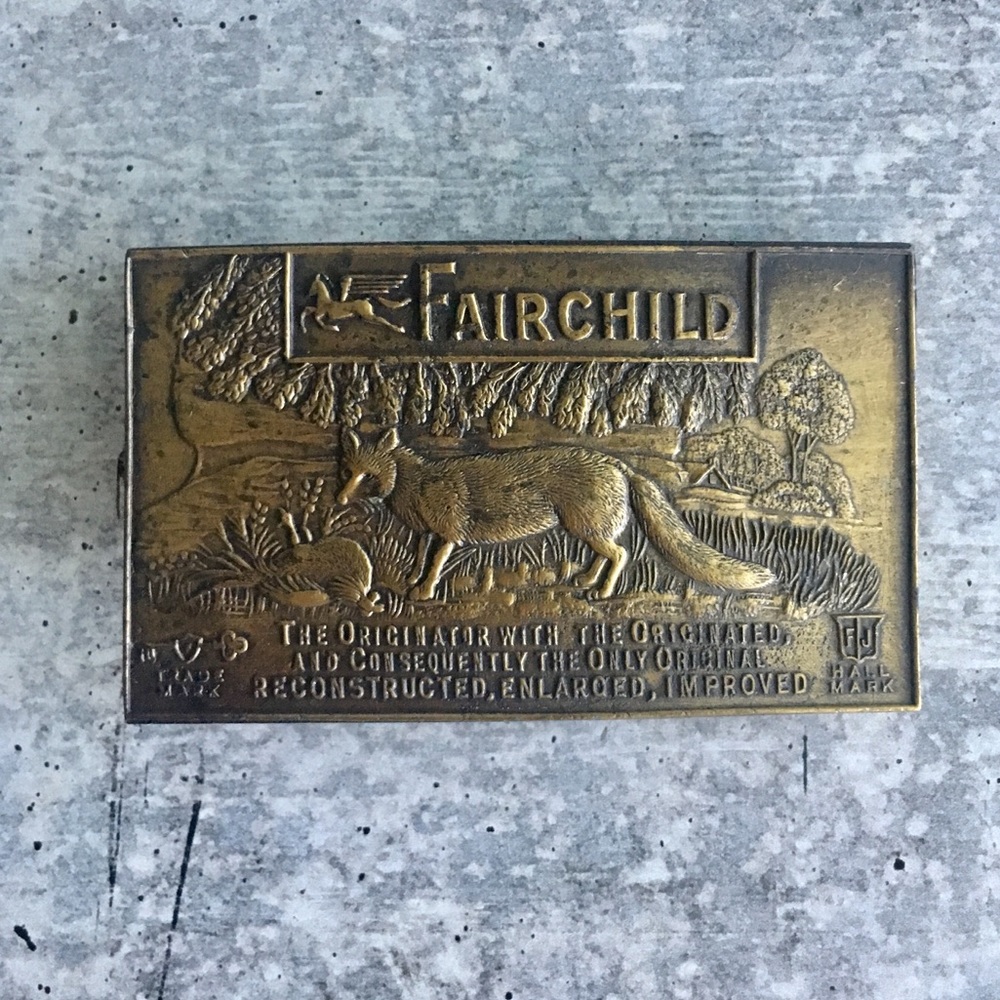 Vintage fox and pheasant belt buckle